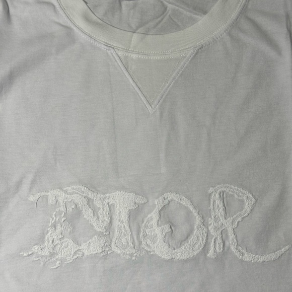 Dior White Embroidered Logo T-Shirt Size XL Like New - Picture 3 of 6